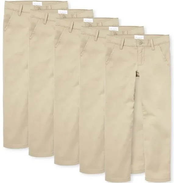 The Children's Place Girls' Skinny Chino Pants, Sandy 5-Pack, 16