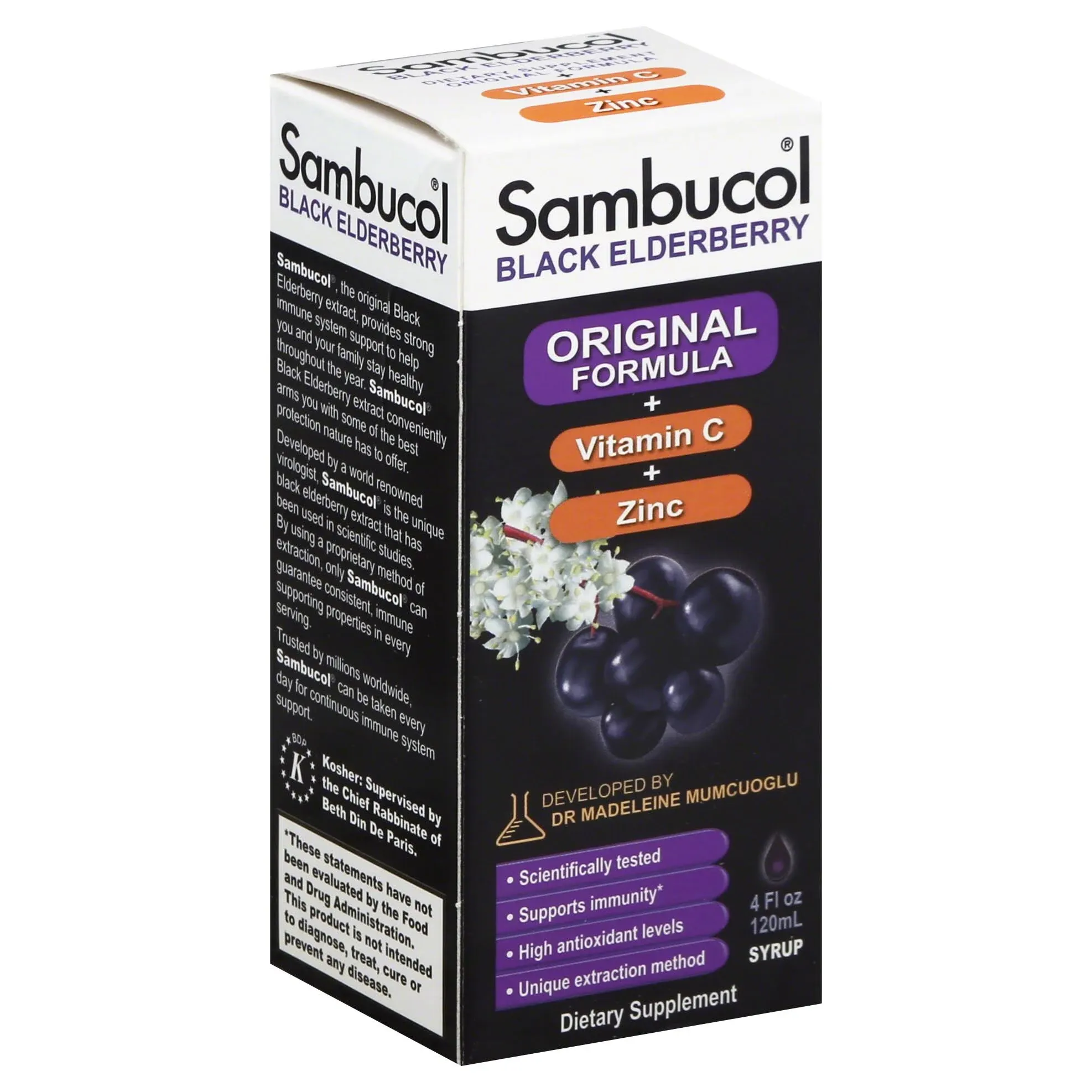 Sambucol Immune System Support Syrup, Black Elderberry - 4 fl oz bottle