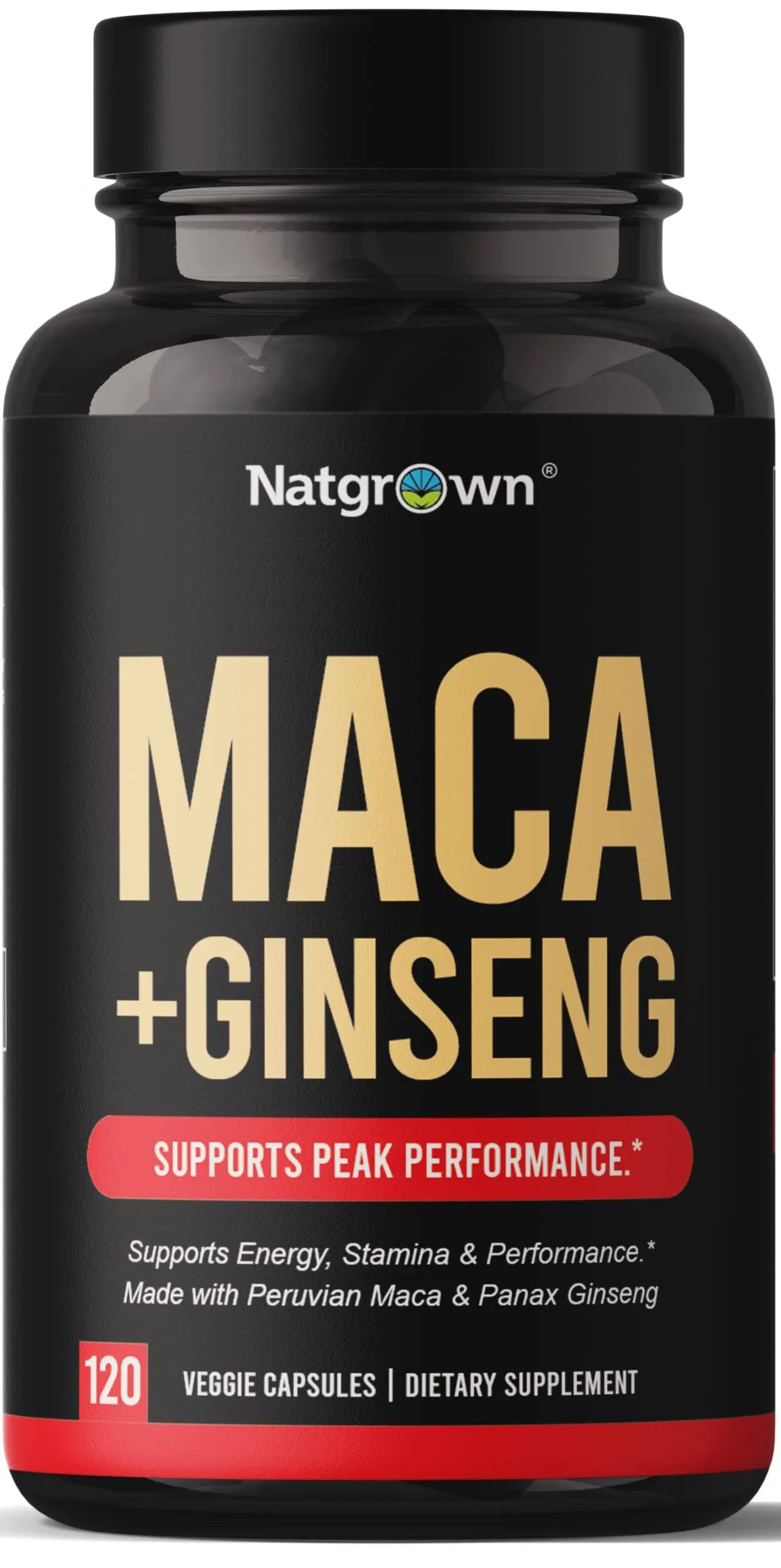 Natgrown Organic Maca Root Powder Capsules 1500 mg with Black + Red + Yellow Peruvian Maca Root Extract Supplement for Men and Women - Vegan Pills