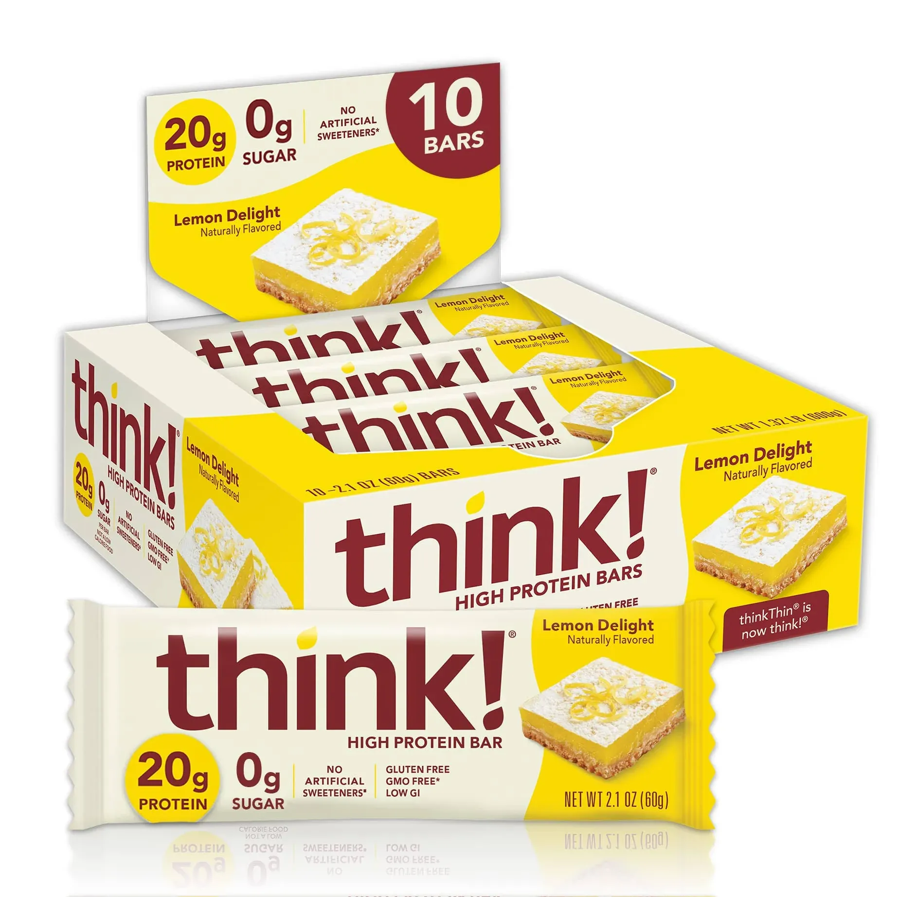 Think! High Protein Bars, Lemon Delight - 10 pack, 2.1 oz bars