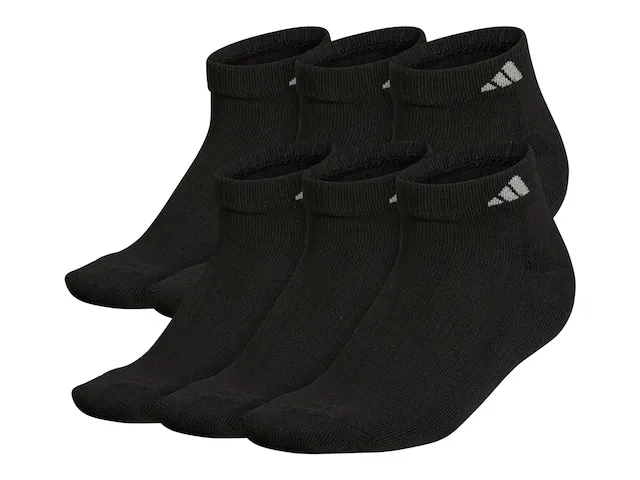 Adidas Women's 6 Pack Athletic Cushioned Low Cut Socks (Black)