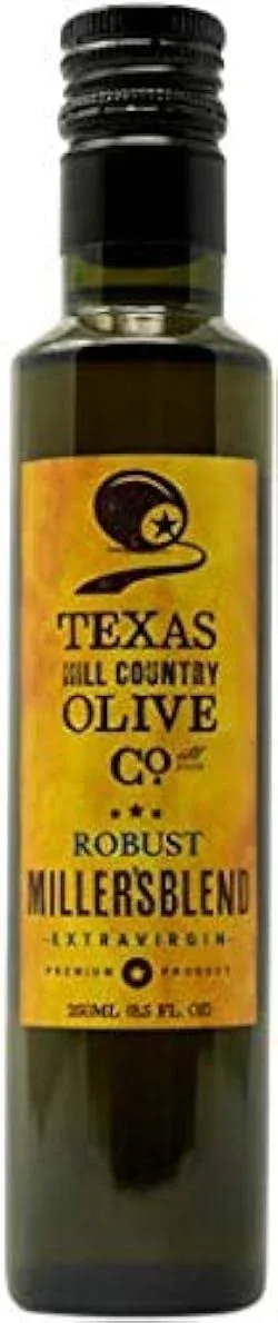 Texas Hill Country Olive Co Miller's Blend Extra Virgin Olive Oil - Cold Pressed EVOO Gourmet Olive Oil - Rich & Robust - Perfect for Dressing & Dipping - Award Winning & Made in Texas (8.5 oz)