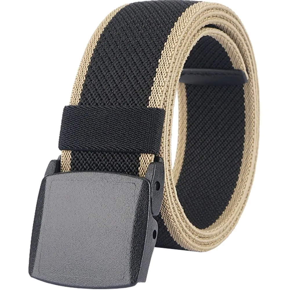 LionVII Elastic Belts Men Stretch Canvas Belt Durable Plastic Buckle for Work ...