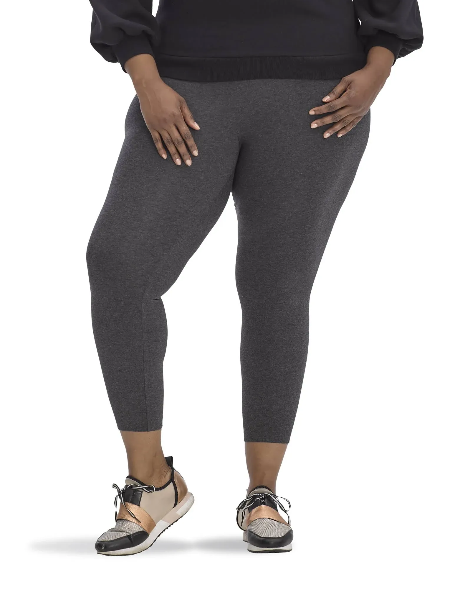 No Nonsense NL8263Q Women's Charcoal Heather 2x Cotton Legging - Each