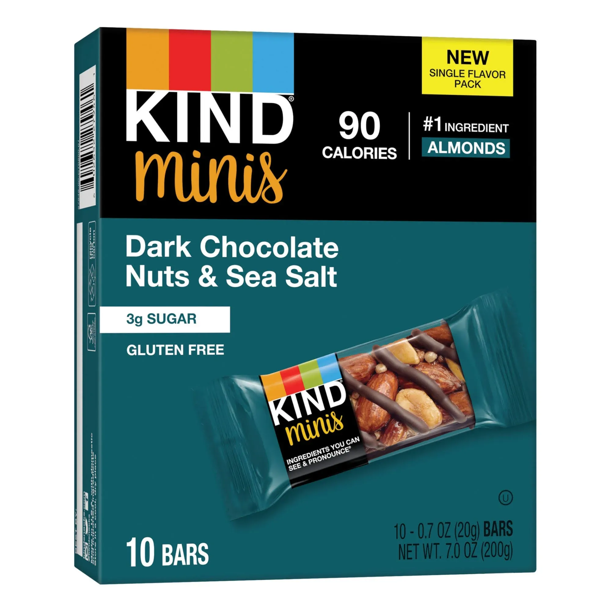 Kind - Minis, Dark Chocolate Nuts/Sea Salt, 0.7 oz, 10/Pack