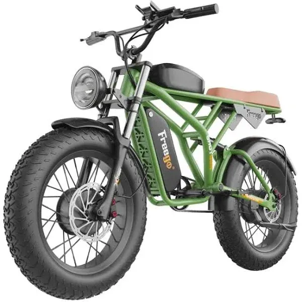 Freego Electric Bike for Adults, Dual Motor & Dual Battery, 2000W/48V/40Ah/55Ah, 20"x4.0" Fat Tires Off Road Electric Bicycle with Removable Battery, 34MPH&68/103 Miles Long Range E Bike UL Certified