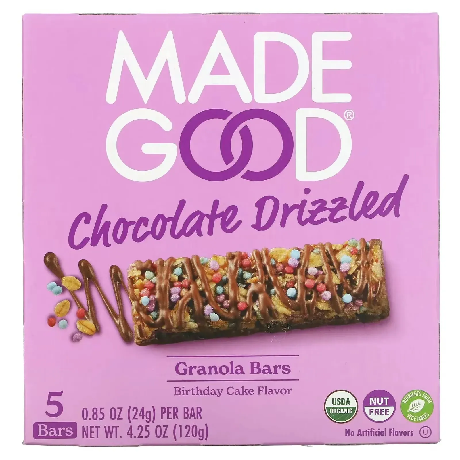 Madegood Birthday Cake Chocolate Drizzled Granola Bars