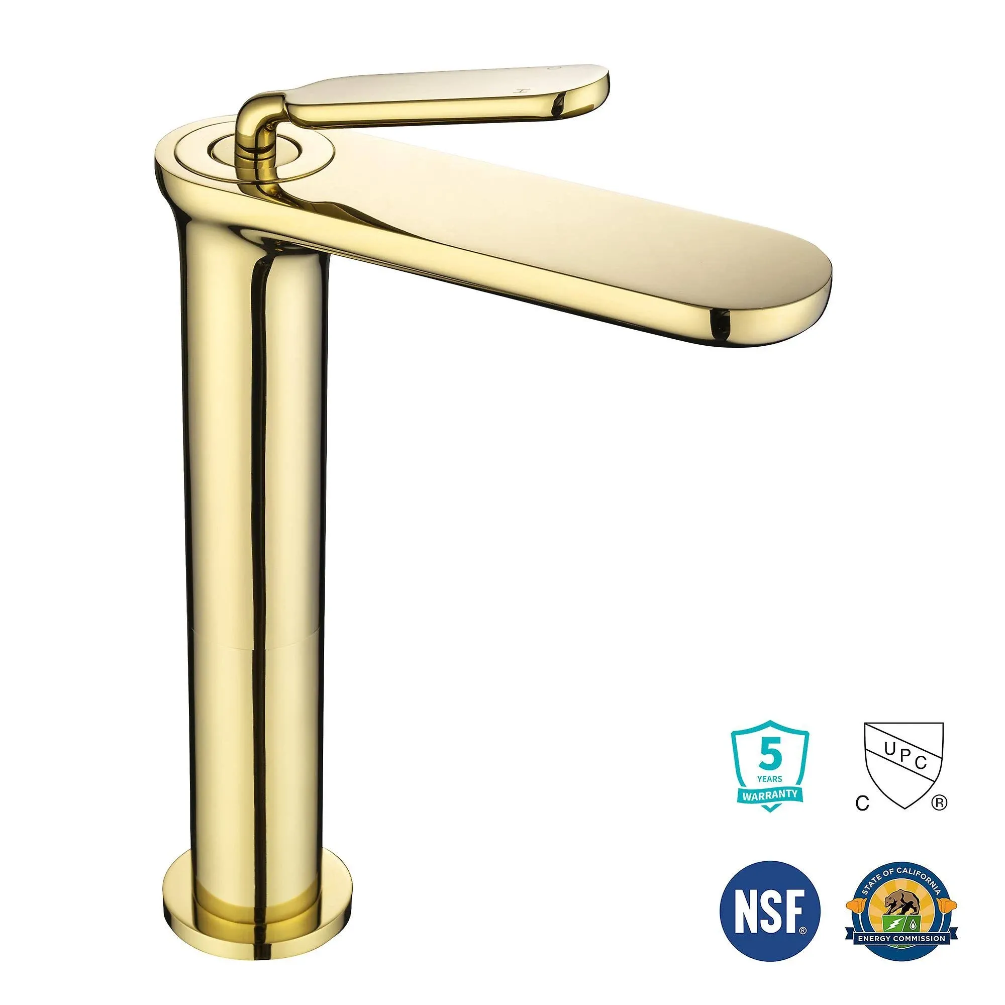 Aquaterior Single Handle Bathroom Vessel Sink Faucet Rv Lavatory Vanity Sink Mixer Tap Gold (CUPC NSF CEC)