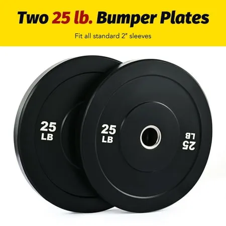 Preenex 25lb Bumper Plate Set 2 Olympic Weight Plates for Strength Training More 2 Pack