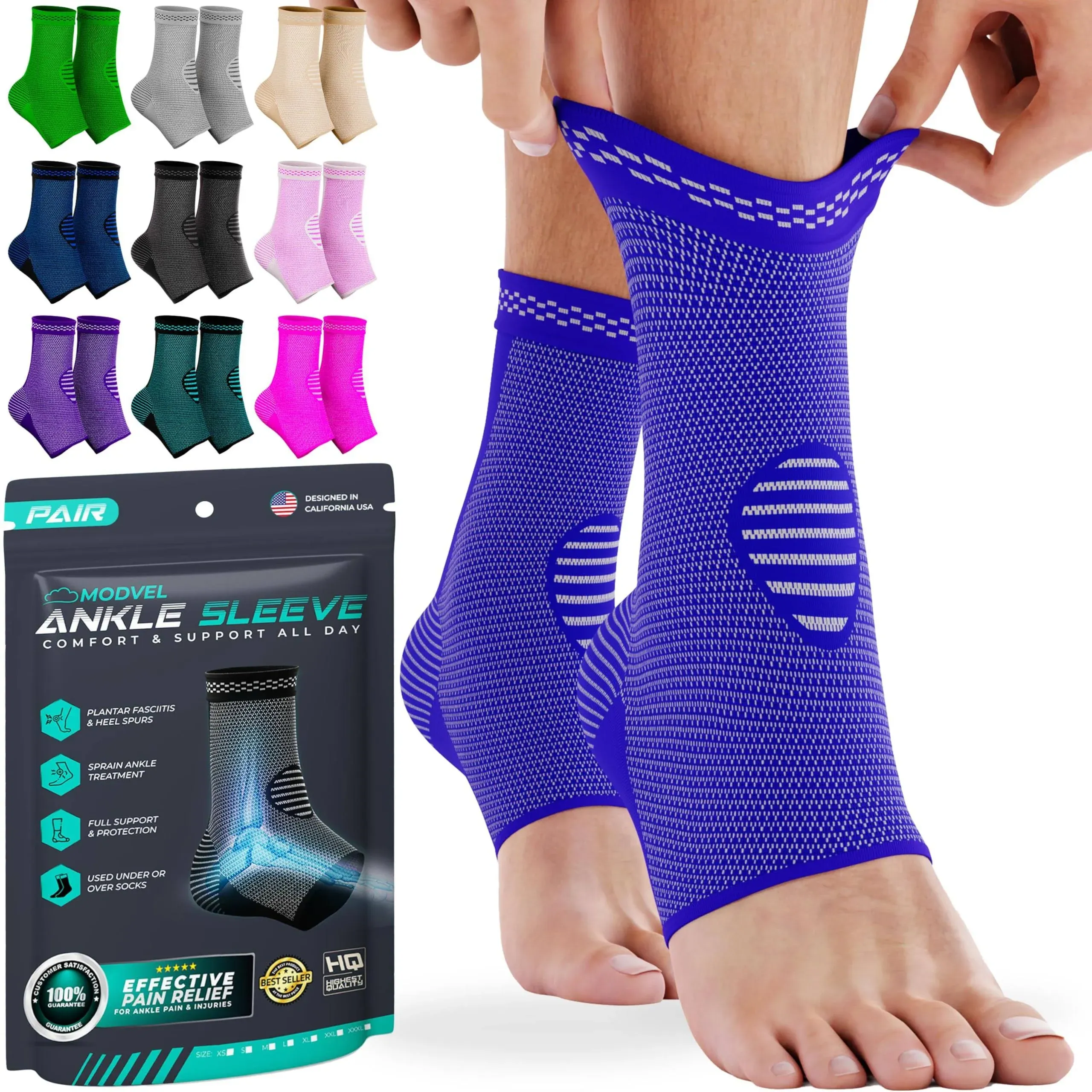 Foot &amp; Ankle Brace Socks for Sprained Ankle Compression Sleeve - Foot Support...