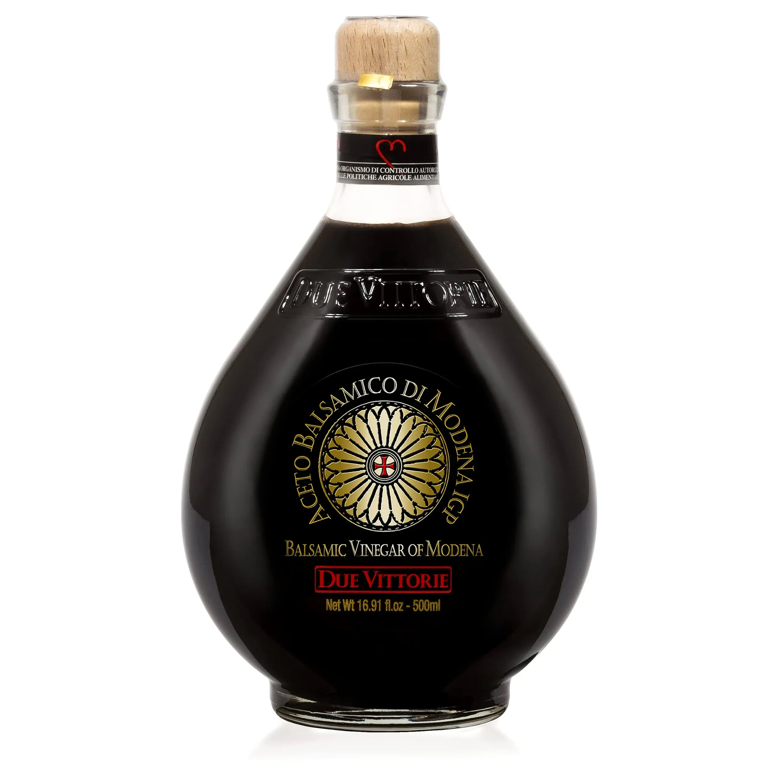 Due Vittorie Oro Gold Balsamic Vinegar of Modena.In Glass Decanter - 500ml with Cork Pourer