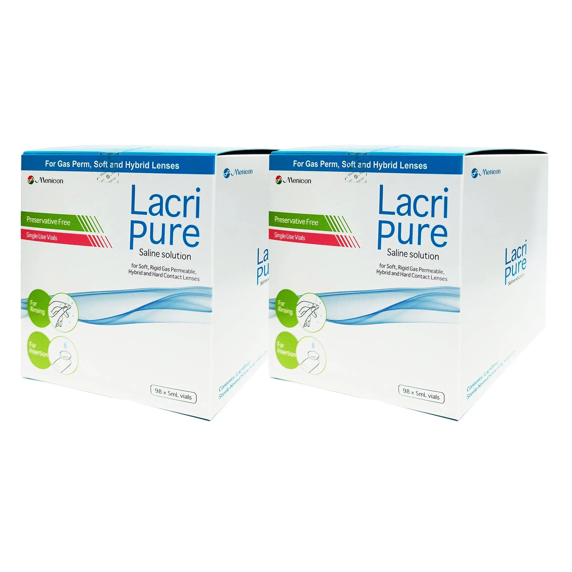 Menicon LacriPure Rinsing &amp; Insertion Saline 98 Vials (Pack of 2)