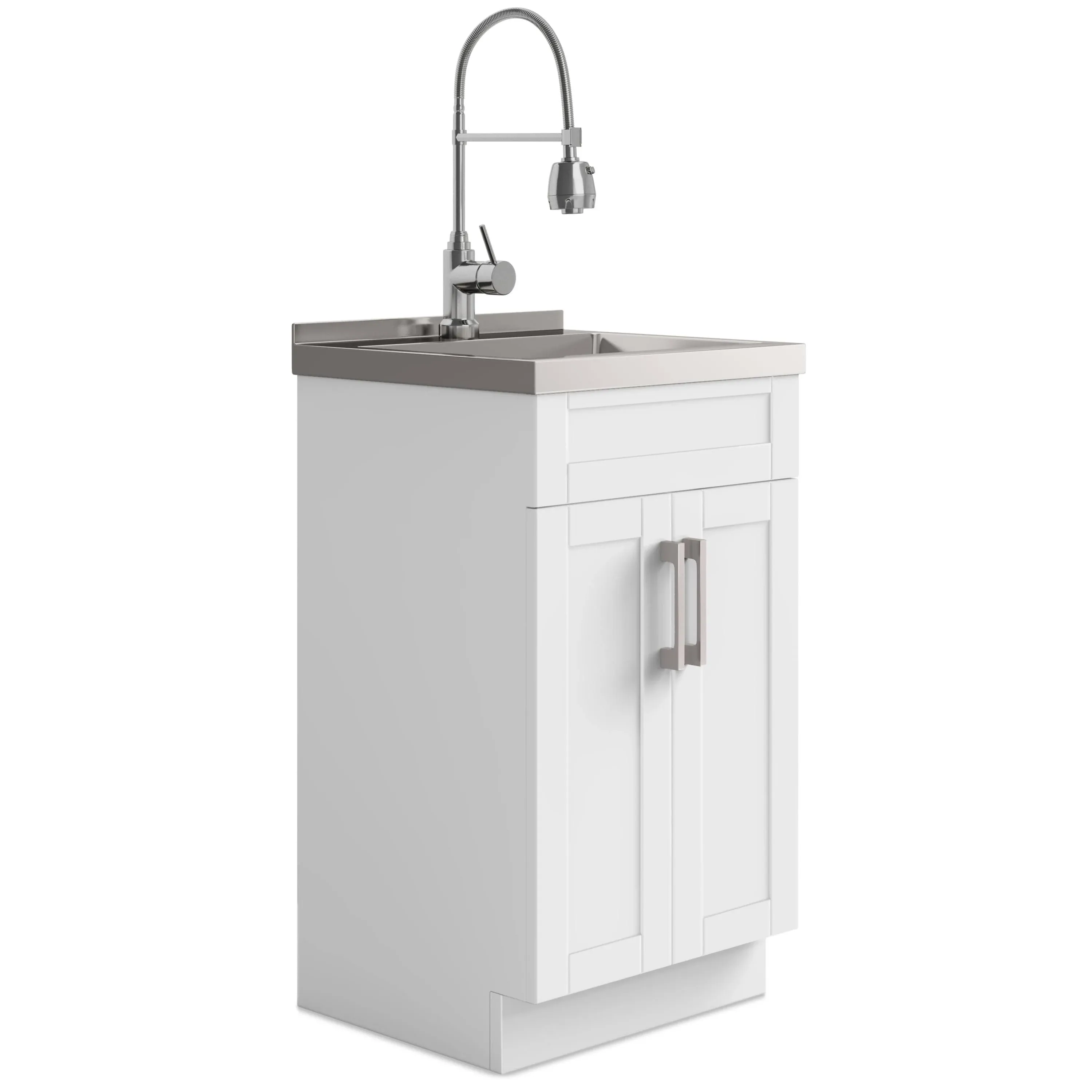 Simpli Home Hennessy Transitional 20 in. Deluxe Laundry Cabinet with Faucet and ...