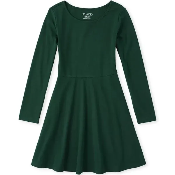 The Children's Place Girls' and Toddler Solid Long Sleeve Skater Dress