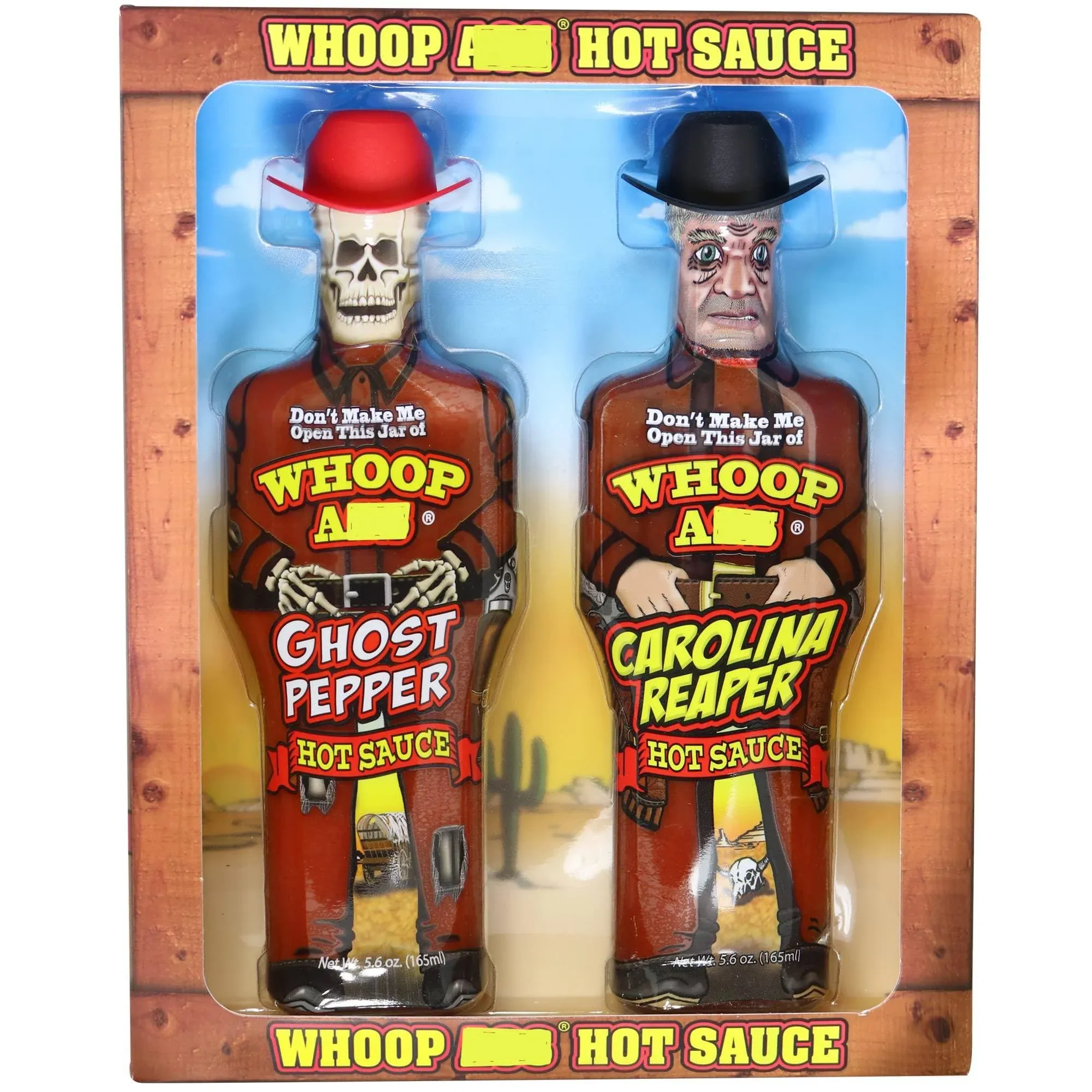 Whoop Ass Premium Ghost Pepper Hot Sauce and Carolina Reaper Hot