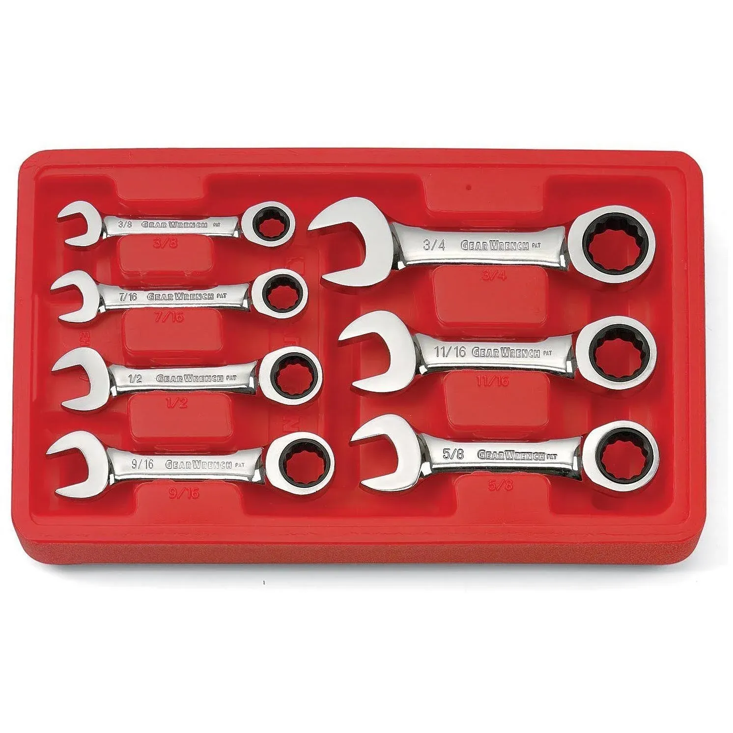 GearWrench SAE Stubby Combination Ratcheting Wrench Set (7-Piece)