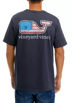 Vineyard Vines Men's Flag Whale Short Sleeve Graphic Pocket T-Shirt, Large