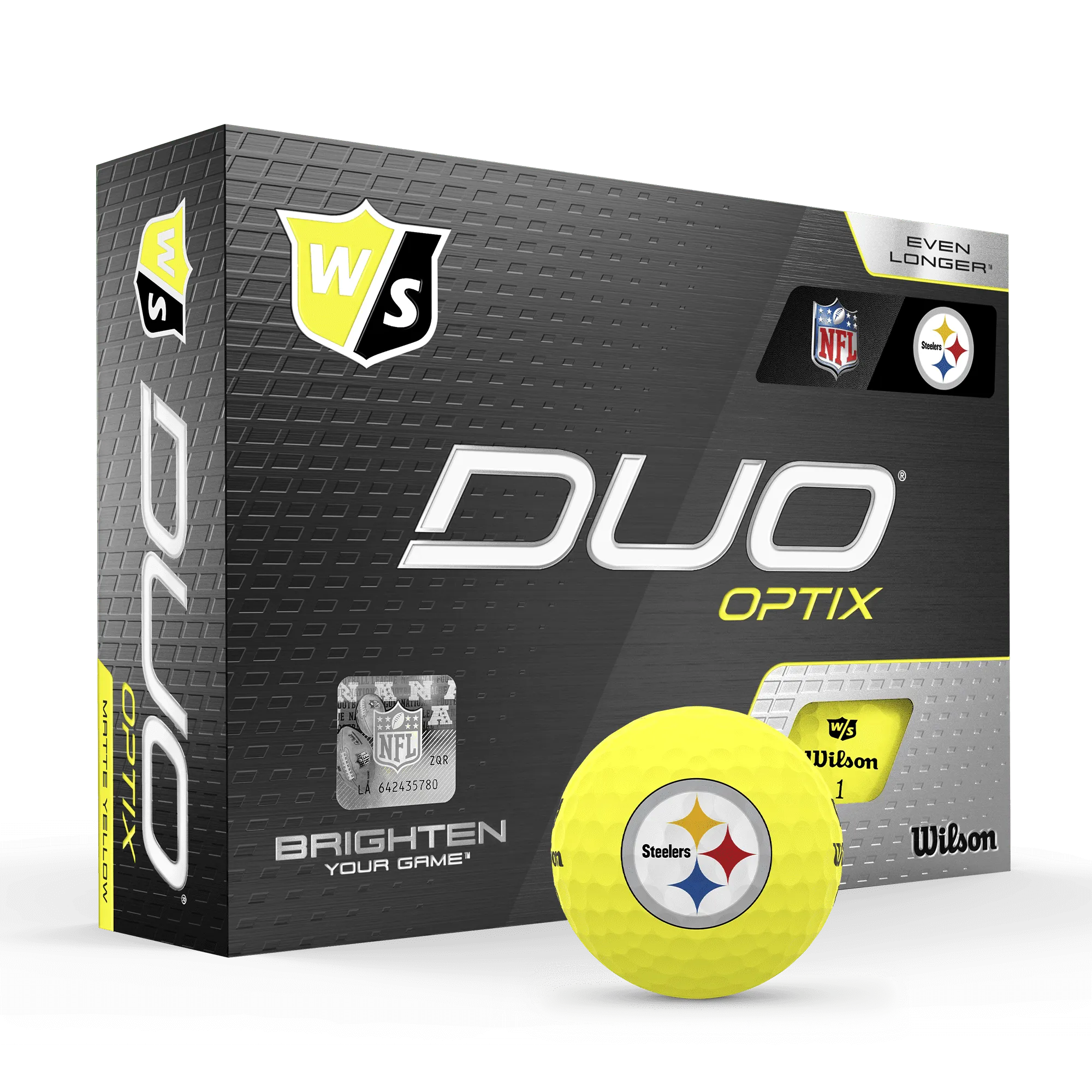 Wilson Staff Duo Optix NFL Golf Balls Yellow, Pittsburgh Steelers, 12 Pack