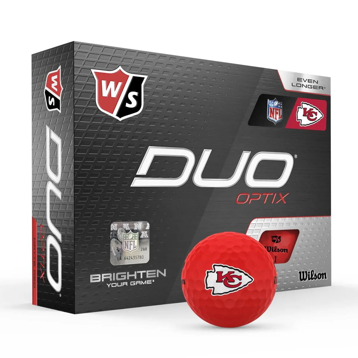 Wilson Staff Duo Optix NFL Golf Balls Red, Kansas City Chiefs, 12 Pack