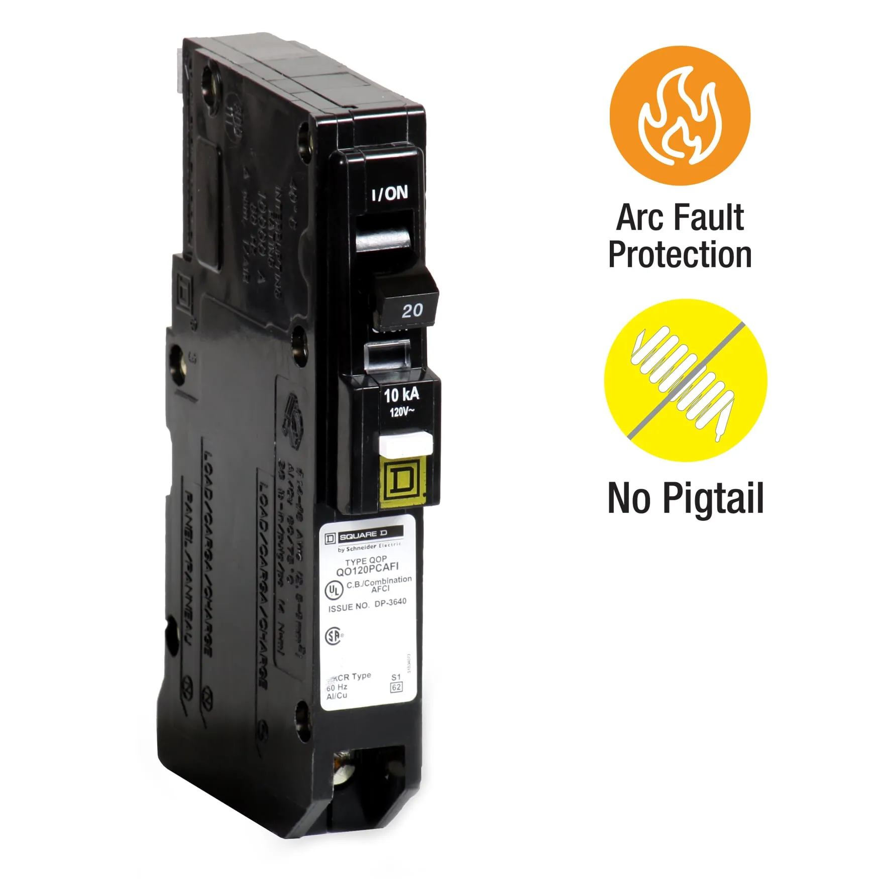 Square D QO 20-amp 1-Pole Combination Arc Fault Plug-on Neutral Circuit Breaker | QO120PCAFIC