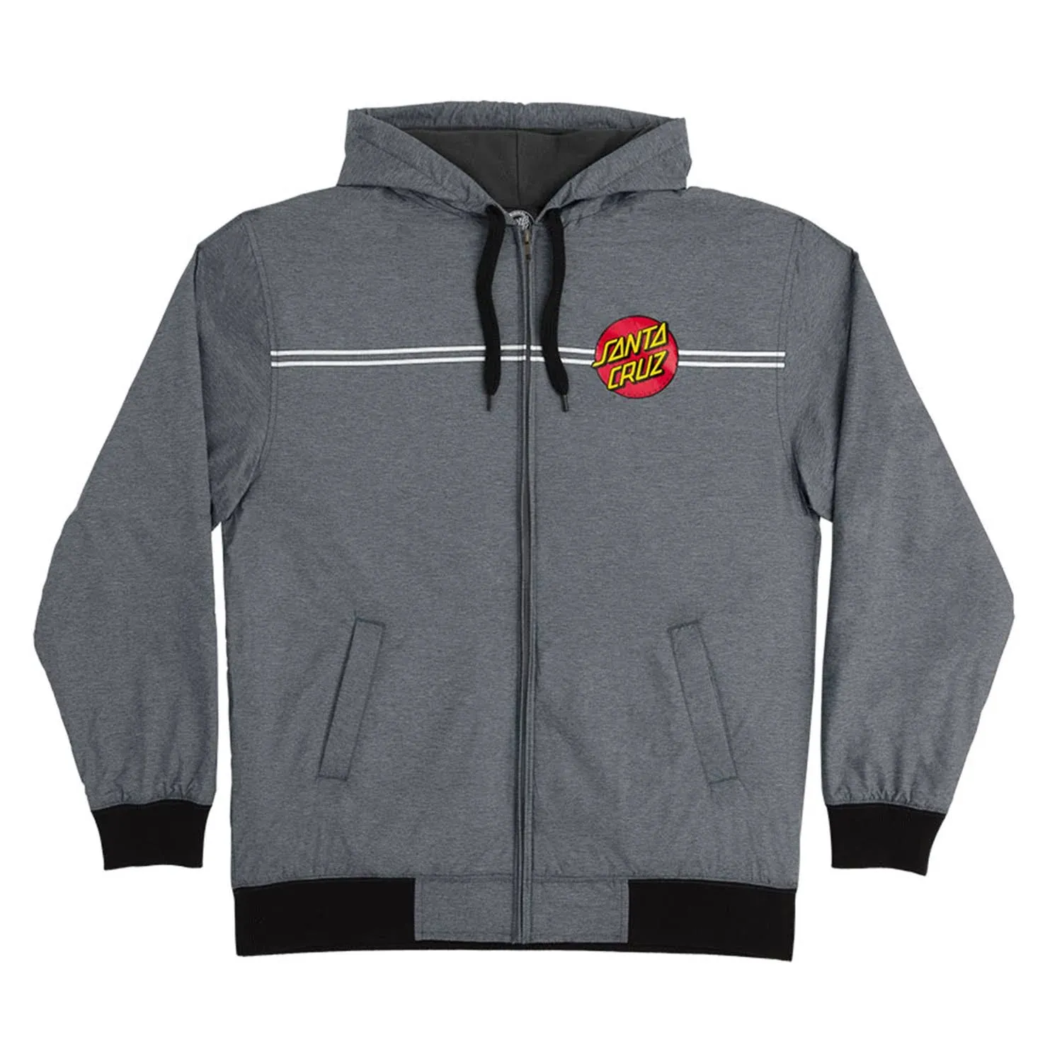 Santa Cruz Dot Hooded Windbreaker Jacket - Grey Heather