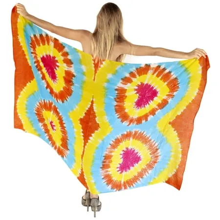 HAPPY BAY Women s Beach Swimsuit Pareo Wrap Cover up Bikini Wraps Summer Sarong Swimwear Coverups for Women One Size Orange Tie Dye