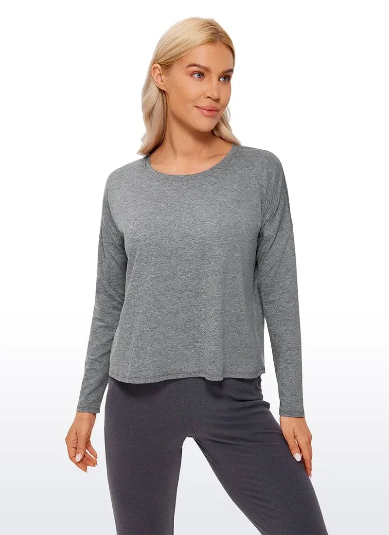 CRZ Yoga Women's Relaxed Fit Running Crop Long Sleeve Shirt