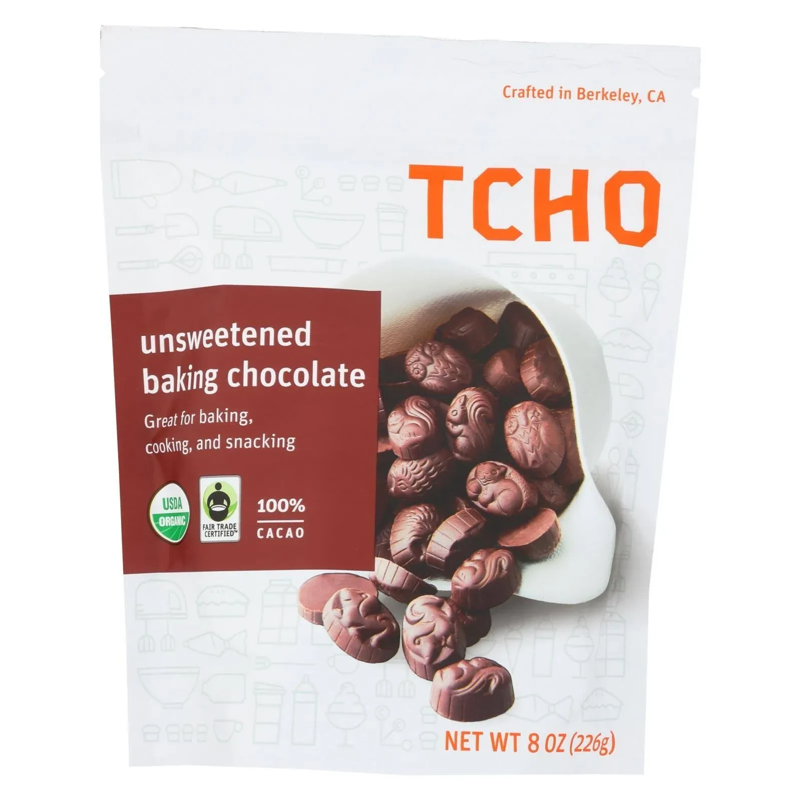 Tcho, Organic Dark Chocolate Baking Pieces, 8 Ounce