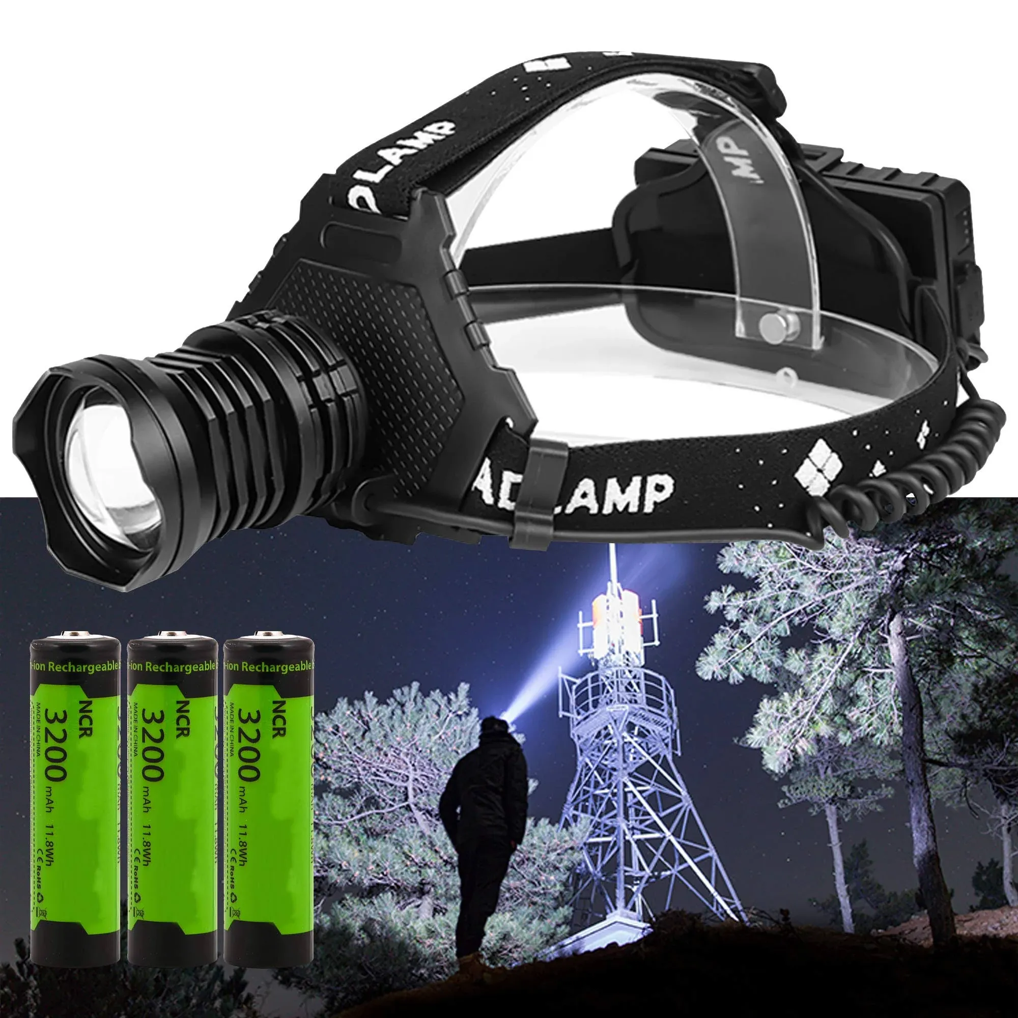 Super Bright HEADLAMP, P70 LED Flashlight HEADLAMP, 20,000 Lumens High-Power ...