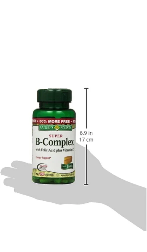 Nature's Bounty Super B-Complex with Folic Acid plus Vitamin C 150 Tablets