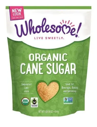 Wholesome Cane Sugar, Organic - 1 lb