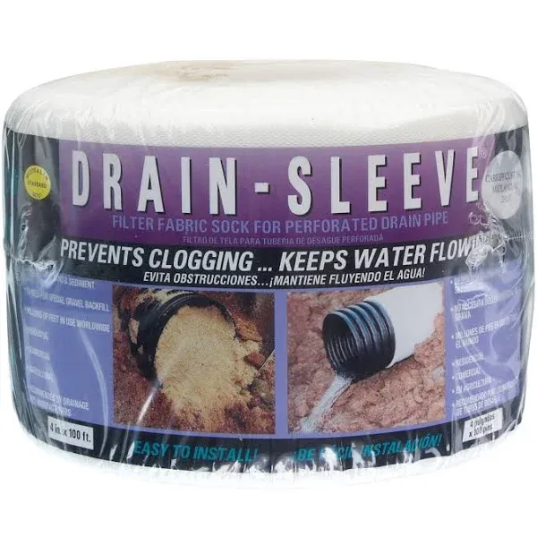 Carriff 04100-10 Drain Sleeve Filter Fabric Sock 4" x 100'