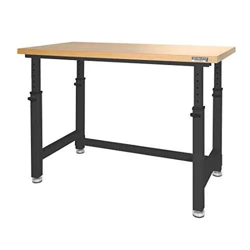 Seville Classics UltraHD Heavy Duty Workbench Table w/Solid Wood Top, 1000 lbs. Weight Capacity Workstation for Garage, Warehouse, Workshop, Granite, 60" W x 24" D x 28.5" to 42" H Desktop