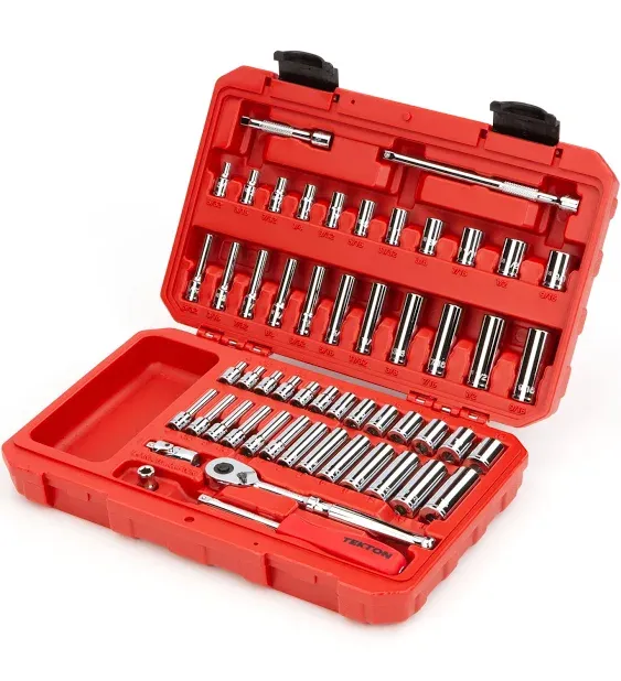 Tekton SKT05302 - 1/4 in. Drive 12-Point Socket and Ratchet Set (55-Piece)