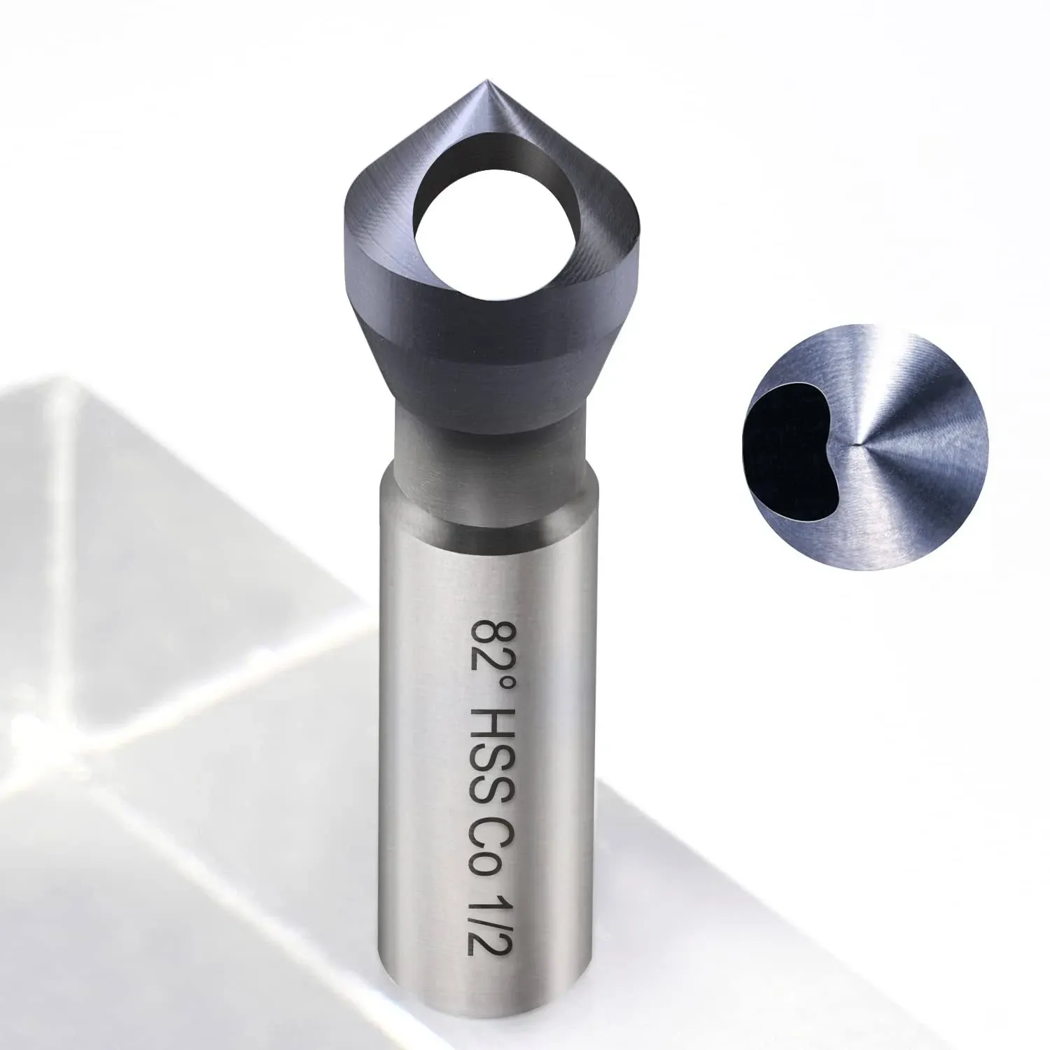 1pc M35 Cobalt Steel Countersink Drill Bit With TiAlN Coating Finish For Hard Metal, 82 Degree Point Angle, 3/8&quot; Round Shank, 1/2&quot; Body Diameter