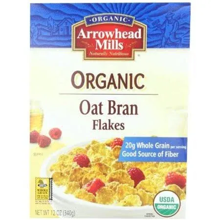 Arrowhead Mills Organic Cereal, Oat Bran Flakes, 12 oz. (Pack of 4)