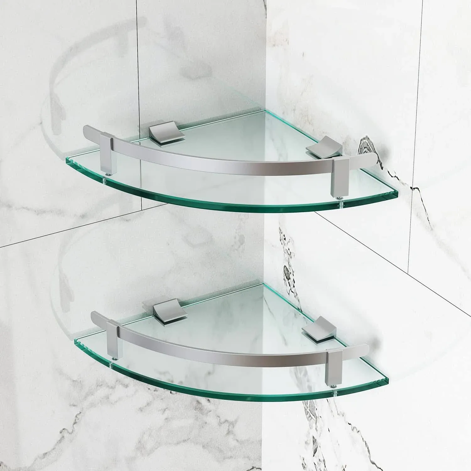 Bathroom Shelves Glass Shelf Wall Mounted Tempered Glass Corner Shower Shelf ...