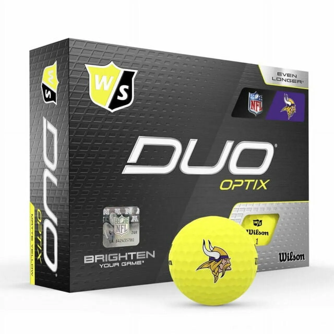 Wilson Staff Duo Optix NFL Golf Balls Yellow, Minnesota Vikings, 12 Pack