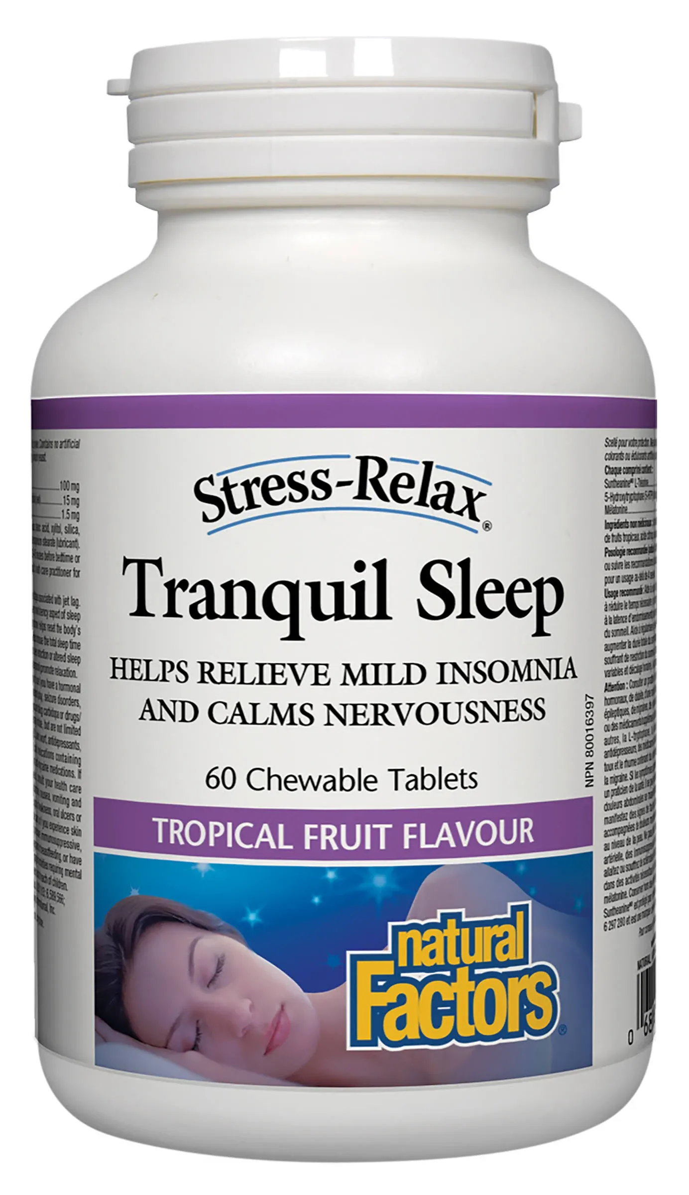 Natural Factors Stress-Relax Extra Strength Tranquil Sleep 60 Chewable Tablets