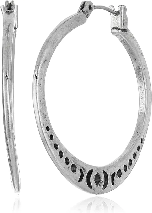 Silver-Tone Openwork 1-3/8 Hoop Earrings