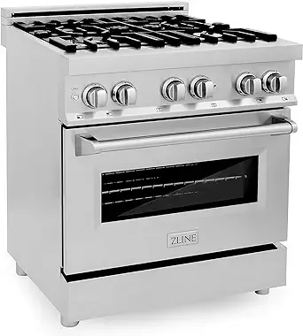 ZLINE 30" 4.0 Cu. ft. Dual Fuel Range with Gas Stove and Electric Oven Stainless Steel RA30