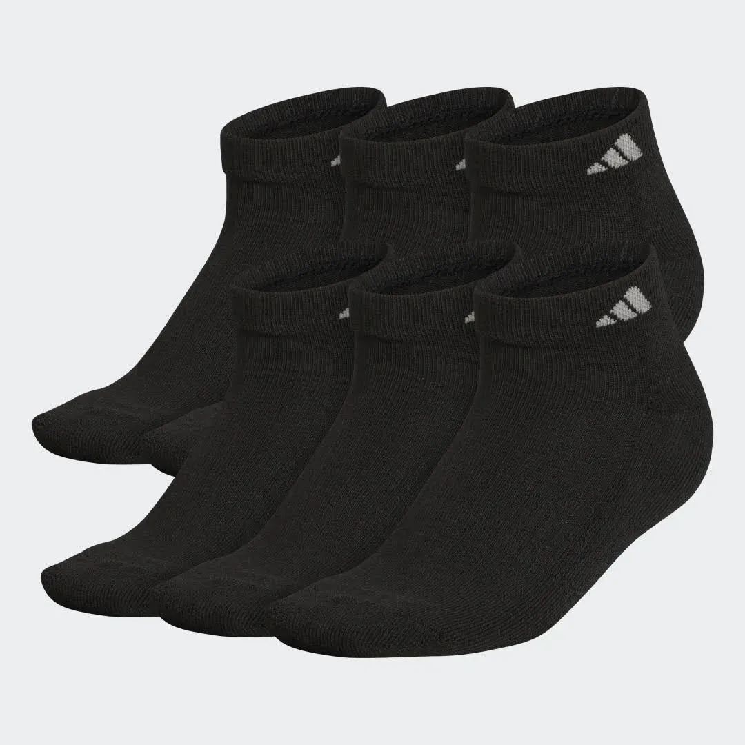 Adidas Women's 6 Pack Athletic Cushioned Low Cut Socks (Black)