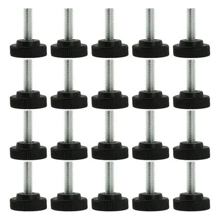 uxcell M8 x 25 x 30mm Screw on Furniture Glide Leveling Feet Adjustable Leveler Pad for Chair Industrial Machine Desk Leg 20 Pack, Black and Silver Tone