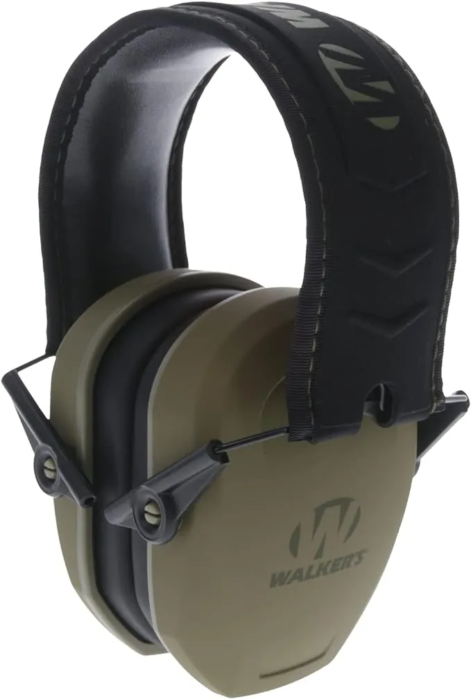 Walker's Razor Slim Passive Earmuff (GWP-RSMPAS-FDE) and Walker's Game Ear Low Profile Folding Muff, Black