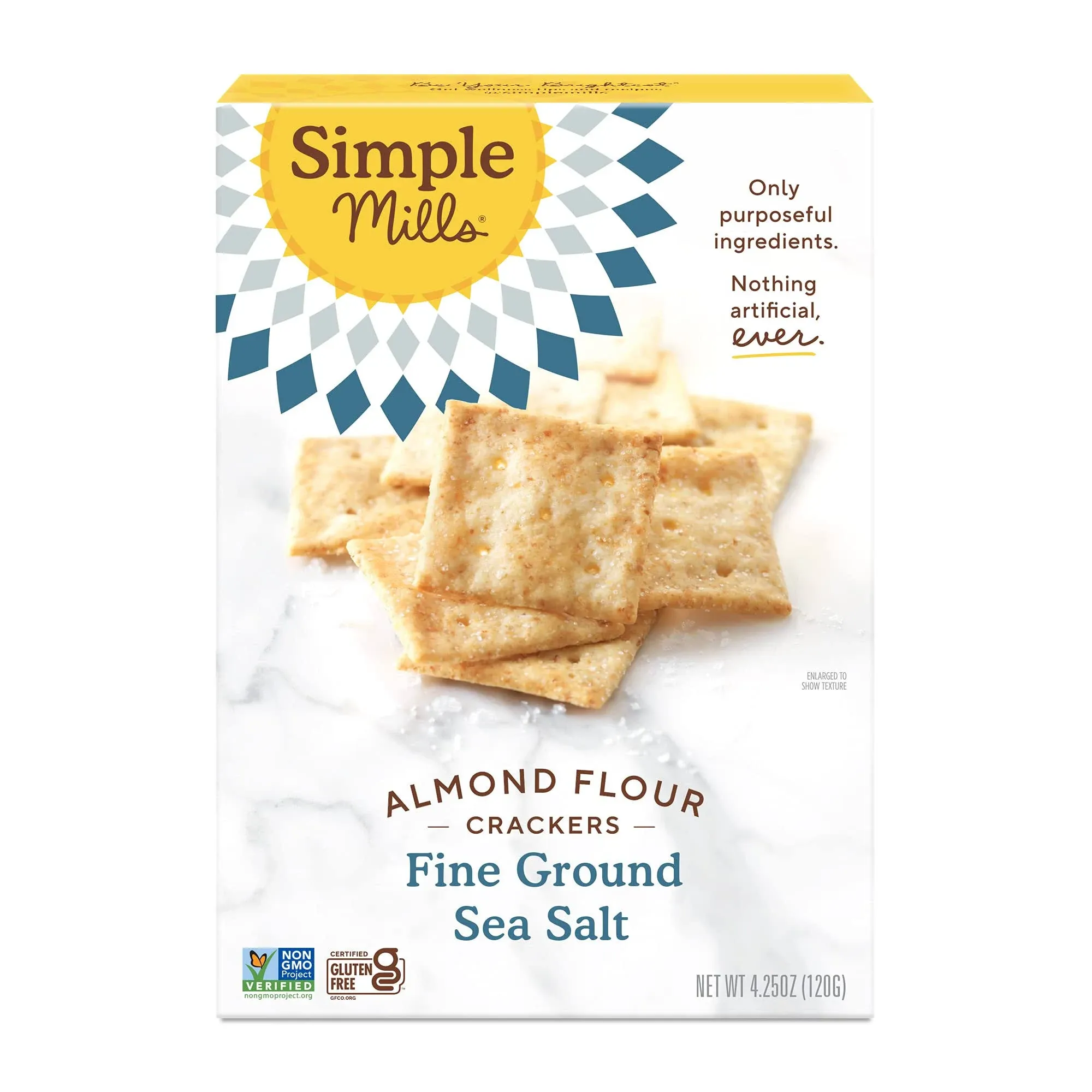 Simple Mills Almond Flour Crackers Gluten Free Fine Ground Sea Salt 4.25 oz