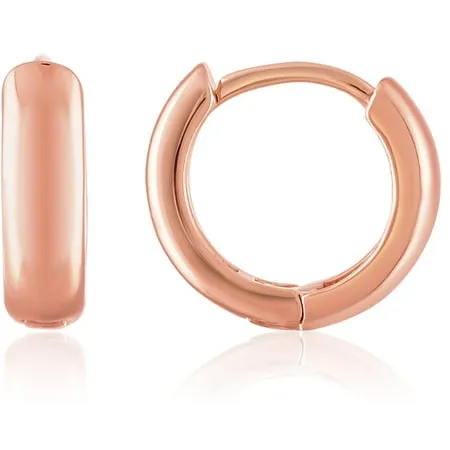 KISPER 18K Rose Gold Plated Cuff Huggie Small Hoop Earrings for Women