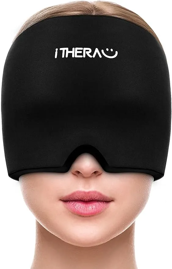 I-THERA-U Migraine Relief Cap Headache Hat - Form Fitting Migraine Ice Head Wrap Reusable Ice Hat for Migraine Cap Cold Headache Cap for Tension Headache Relief Migraine Mask Cold Compression Cap