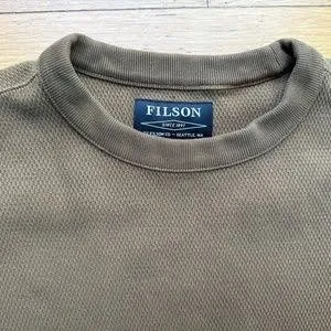 FILSON Brown Men&#x27;s Waffle Knit Thermal Crewneck Sweatshirt Size M New