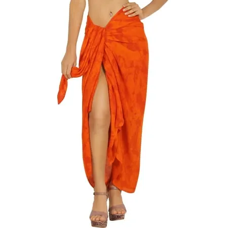 HAPPY BAY Women's Beachwear Summer Beach Bikini Wraps Sarong Wrap Bathing suit Swim Cover ups for Swimwear Coverups Women Skirt for Women One Size Orange, Tie Dye