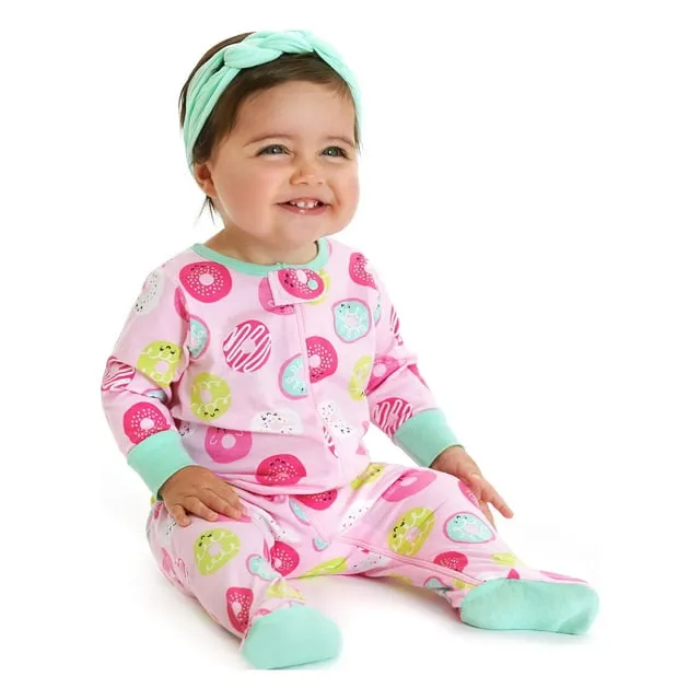 Gerber Baby Girl Sleep 'n Play Footed Pajamas, 4-Pack